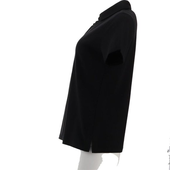 NWT ISAAC MIZRAHI SHORT SLEEVE PIMA COTTON POLO TOP JET BLACK XXS - Picture 5 of 10